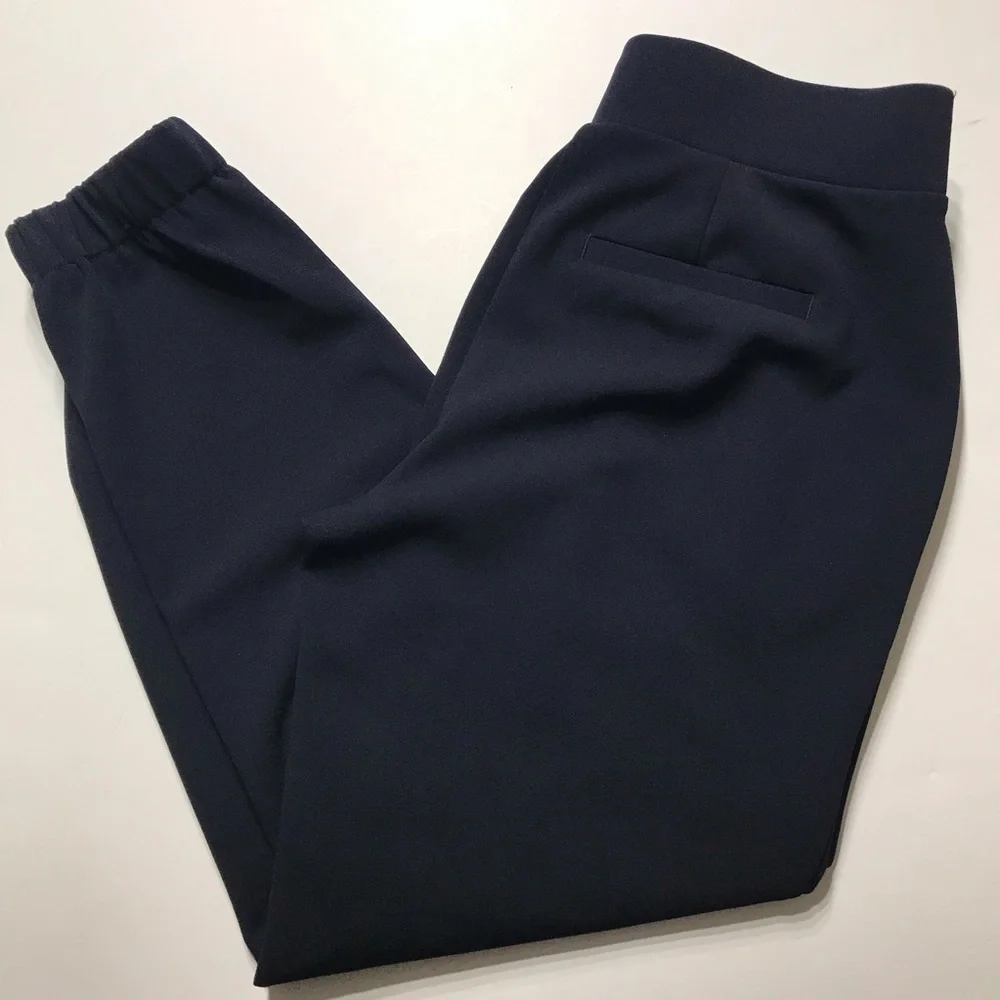 Loft Womens Size XSP Pull On Dressy Jogger Pants Ankle Length Pockets Navy Blue